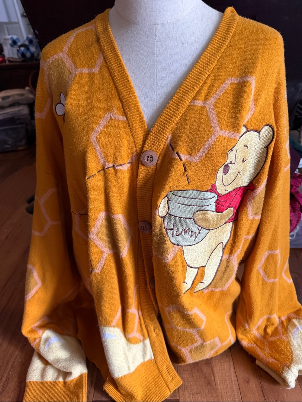 Winnie the Pooh Honey Pot Orange Cardigan Sweater